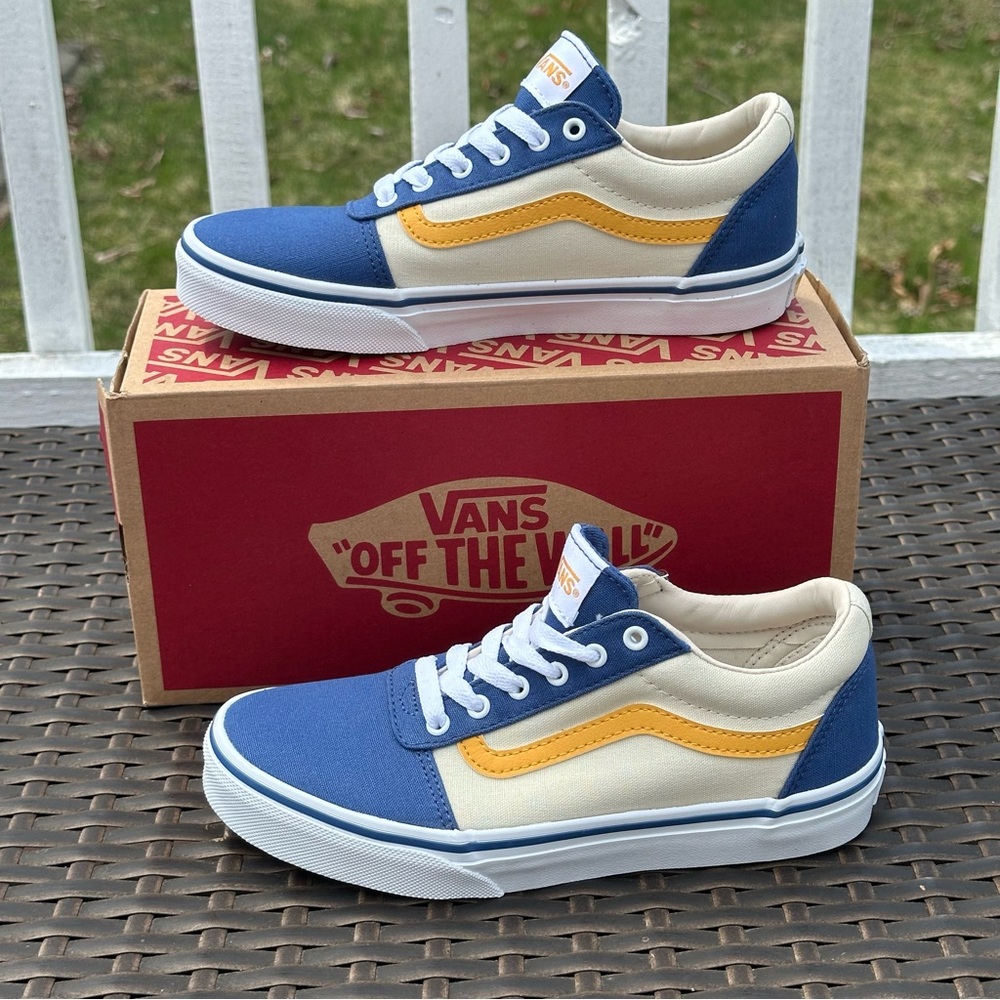 Vans Blue, Cream & Yellow Kids' Low Top Sneakers